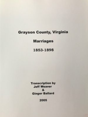 Grayson County Marriages, 1853-1898