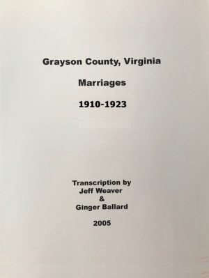Grayson County Marriages, 1910-1923