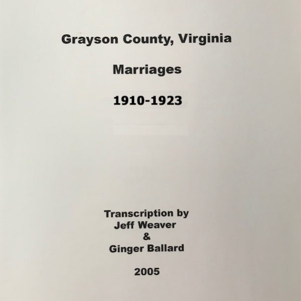Grayson County Marriages, 1910-1923