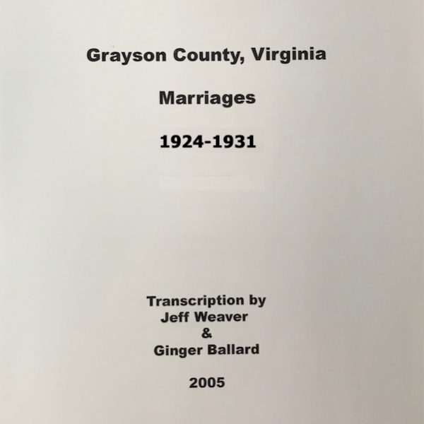 Grayson County Marriages, 1924-1931